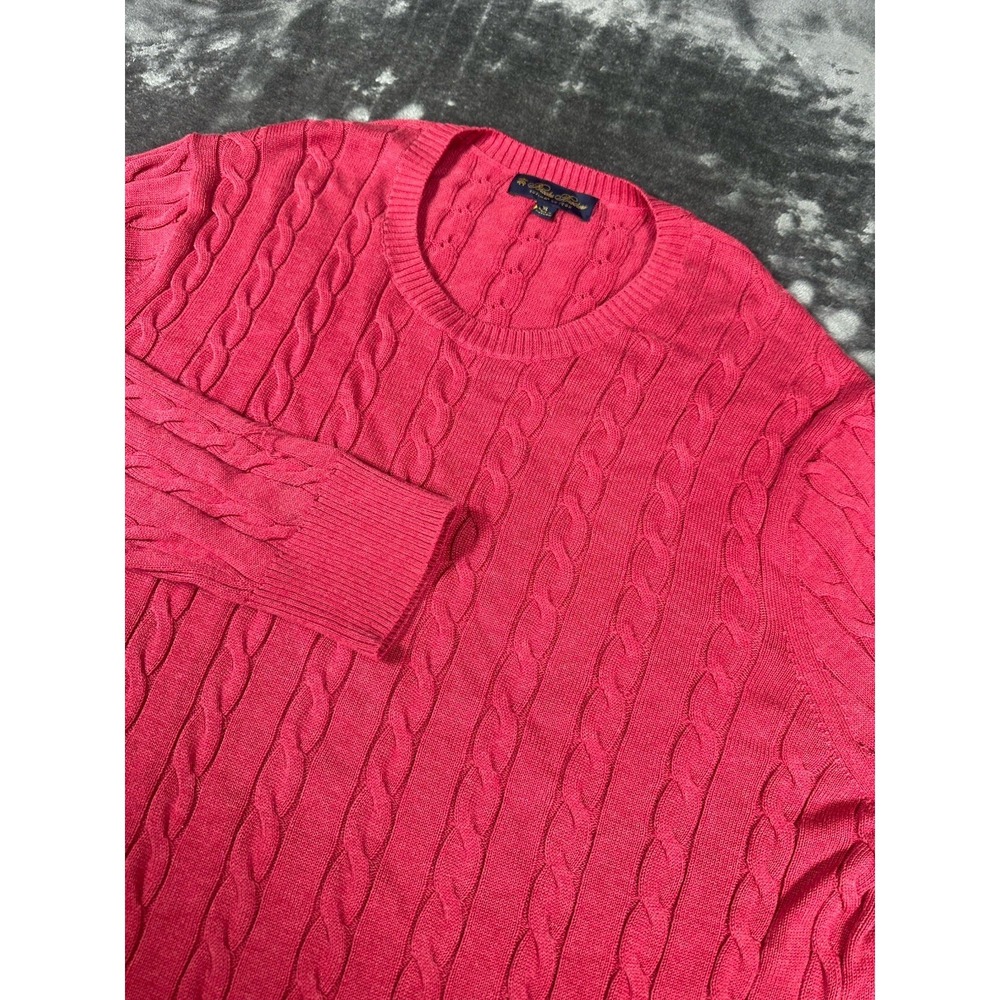 Brooks Brothers Cable Knit Fisherman  Sweater MENS XL Light Red‎ Supima Cotton